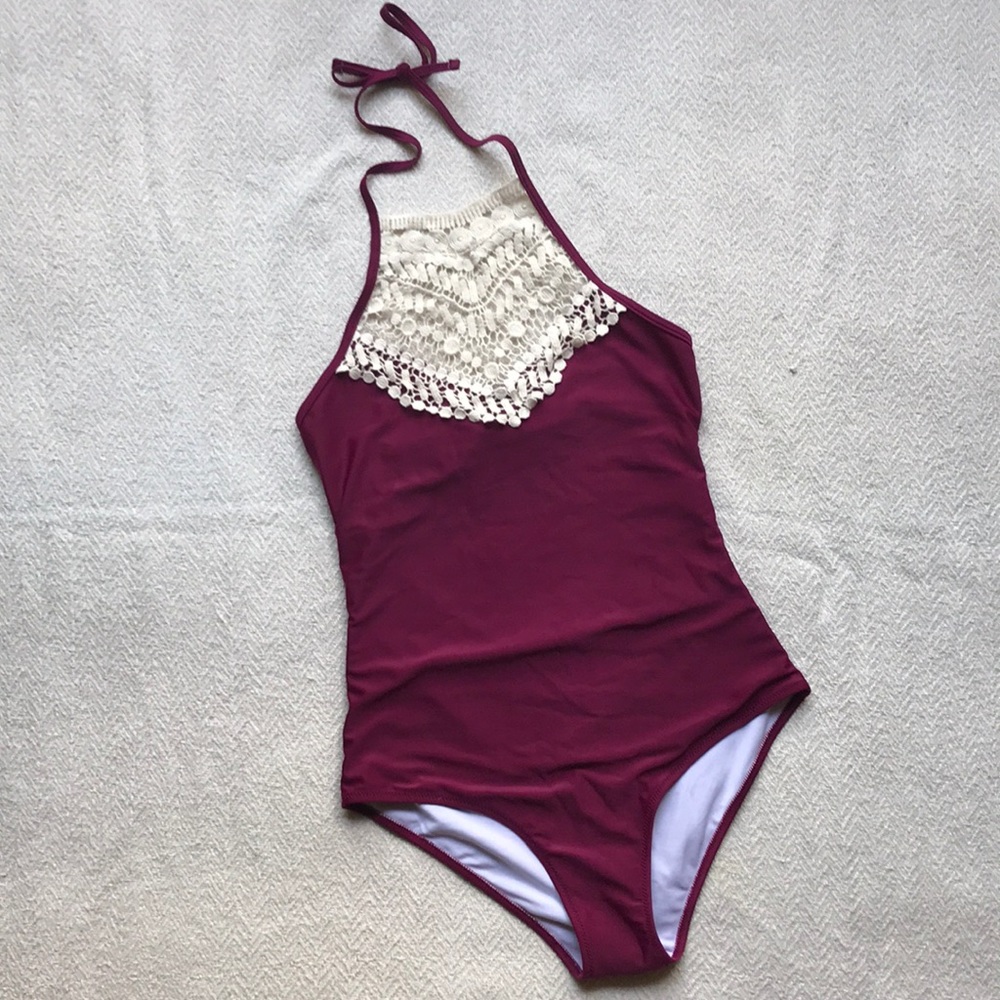 BRAND NEW! Lace and Burgundy Swimsuit